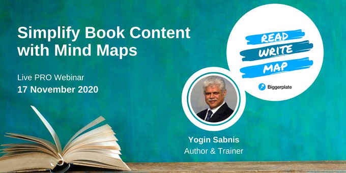 MindMapWorkshop's tweet photo. I am on the @Biggerplate platform (a gathering place for Mindmappers the world over) today at 3 pm India time, talking about how #Mindmaps helped me write my book, my training workshops and how I use Mindmaps in my work. https://t.co/eWNFYmpcti