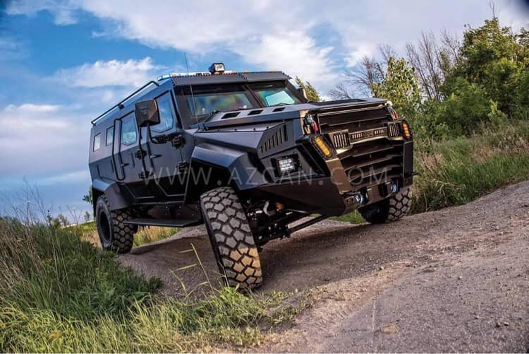 fuadshahbazov's tweet photo. #AZCAN (Azerbaijan-Canada) manufactured armored transporter spotted in yesterday's video footage starring President Ilham Aliyev and VP Mehriban Aliyeva. President Aliyev was driving a transporter in liberated #Jabrayil district showing the ruins of civilian settlements. https://t.co/lE7JhVzBqb