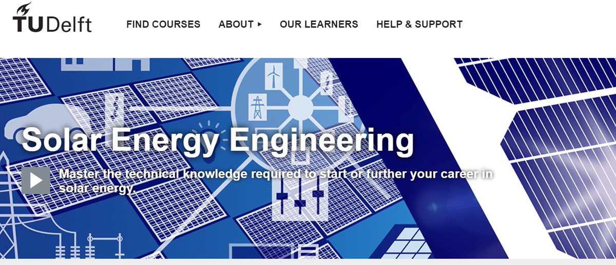 Did you know - TU Delft offers 5 courses as part of a MicroMasters in Solar Energy Engineering through our online learning platform? Upcoming courses start December 8th and 15th: online-learning.tudelft.nl/programs/solar…