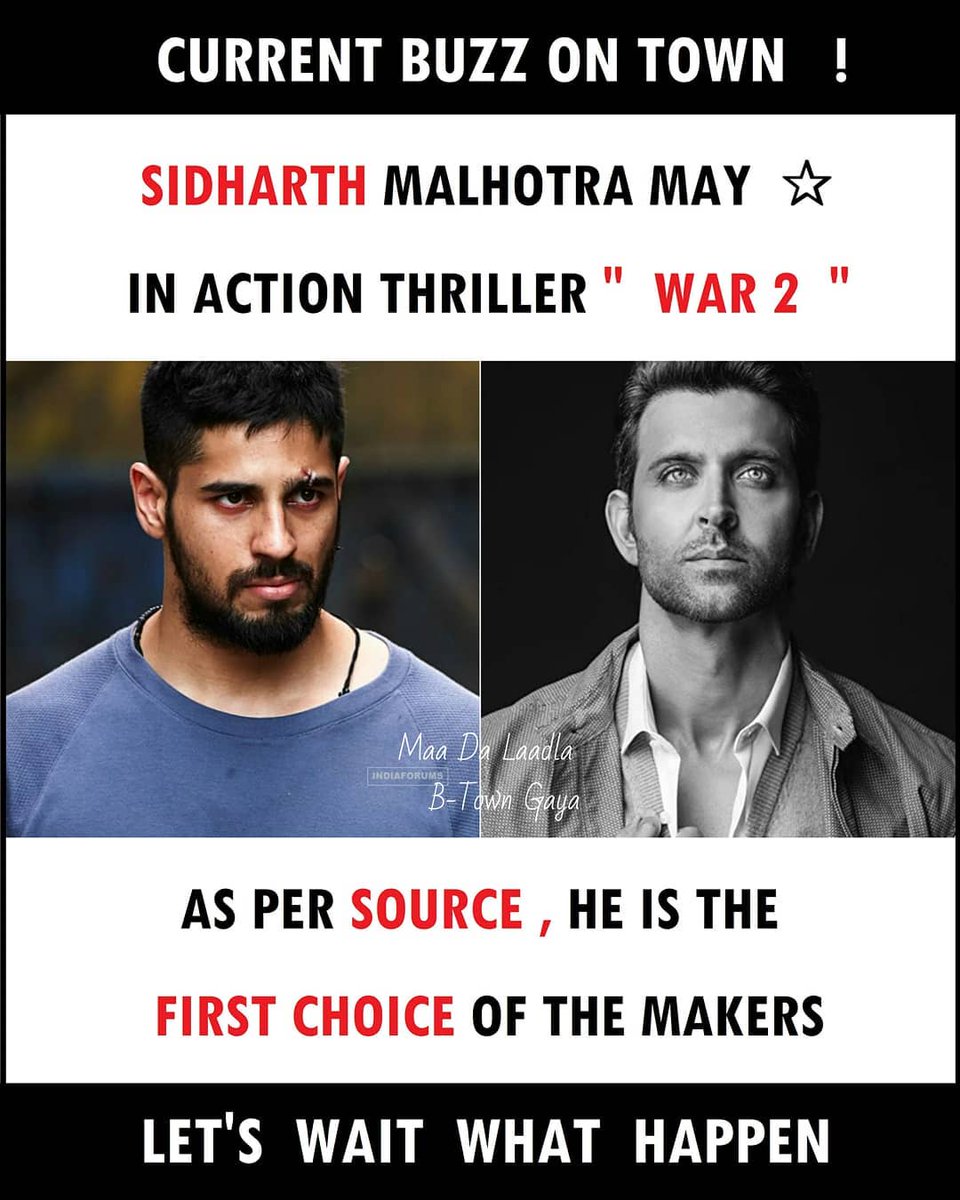 maadalaadlahere's tweet photo. Some days ago... This buzz was so highlighted!
Get Ready For The “WAR” Sequel??? 💥💥💥
#hrithikroshan #sidharthmalhotra #war #war2 #actionthriller #spy #newbuzz @iHrithik @SidMalhotra @yrf @War_TheFilm https://t.co/90XLRIqCIJ