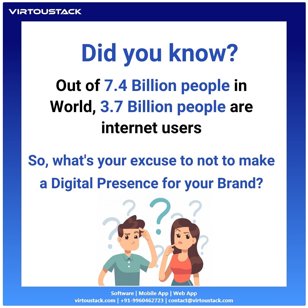 virtoustack's tweet photo. You can't afford to miss so many consumers.
#VirtouStack #webapp #mobileapp
#WebsiteBuilder #websitedevelopment #webdesignerslife #appdevelopers #appcompany #softwarecompanyindia
#flutter #javascript #Python #Linux #B2B #B2C #Pune #100DaysOfCode #appforbusiness https://t.co/SF3YioyuQt