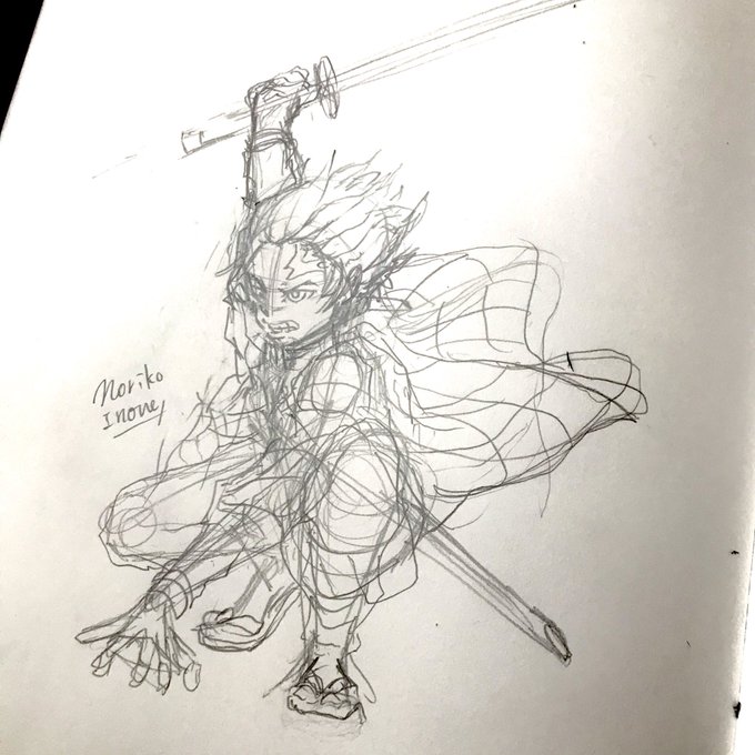 #皆さん線画と塗った後を見せてください

#イノウエノリコの絵
#鬼滅の刃イラスト
#竈門炭治郎 