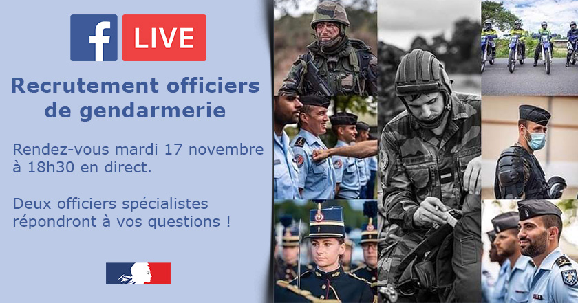 Gendarmerie's tweet photo. #FacebookLive ⏱️Plus que quelques heures avant notre #live "Recrutement officiers de #gendarmerie".
🗨️💬 Posez toutes vos questions sur le #recrutement et la #formation à nos deux officiers spécialistes ce soir à partir de 18h30.
🤓👇
https://t.co/jAseHFE9jx https://t.co/SL6IS8nzwr