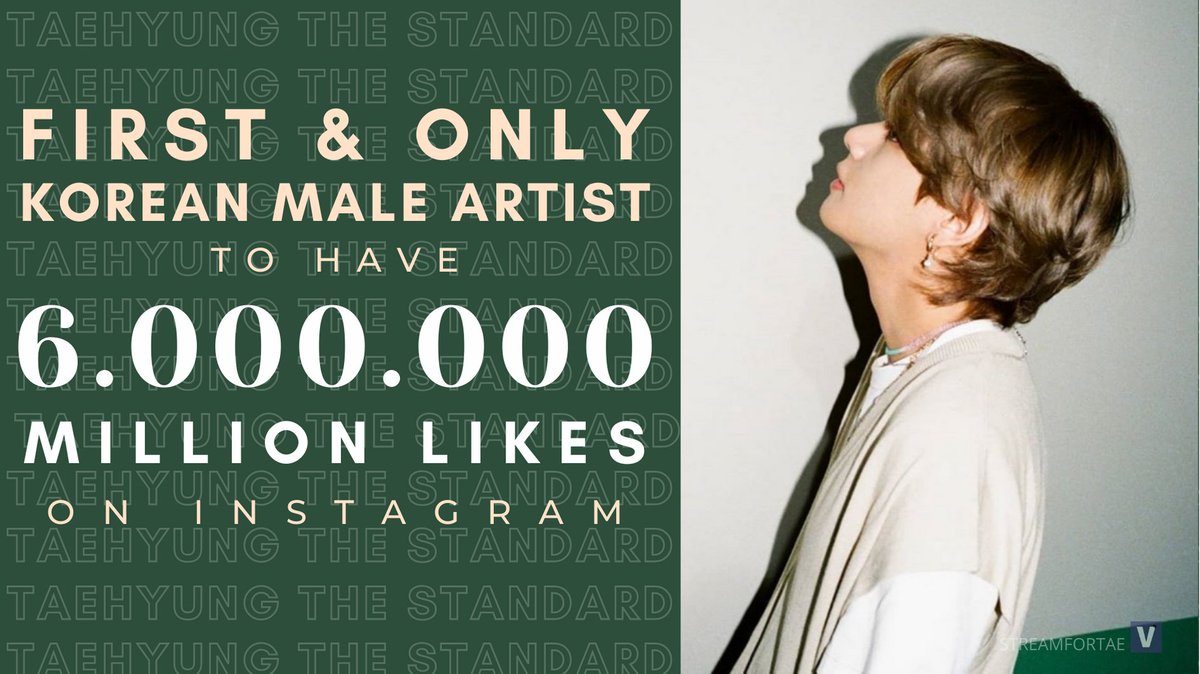 streamfortae's tweet photo. Taehyung's Dynamite Teaser Photo reached 6 MILLION LIKES on instagram making him the FIRST, FASTEST &amp; ONLY Korean male artist to achieve this! Proving once again how he dominates social media platforms with ease 🔥

#SNSKingTaehyung #RecordSetterV #뷔 #BTSV #TAEHYUNG @BTS_twt https://t.co/M48fiF9Sl2