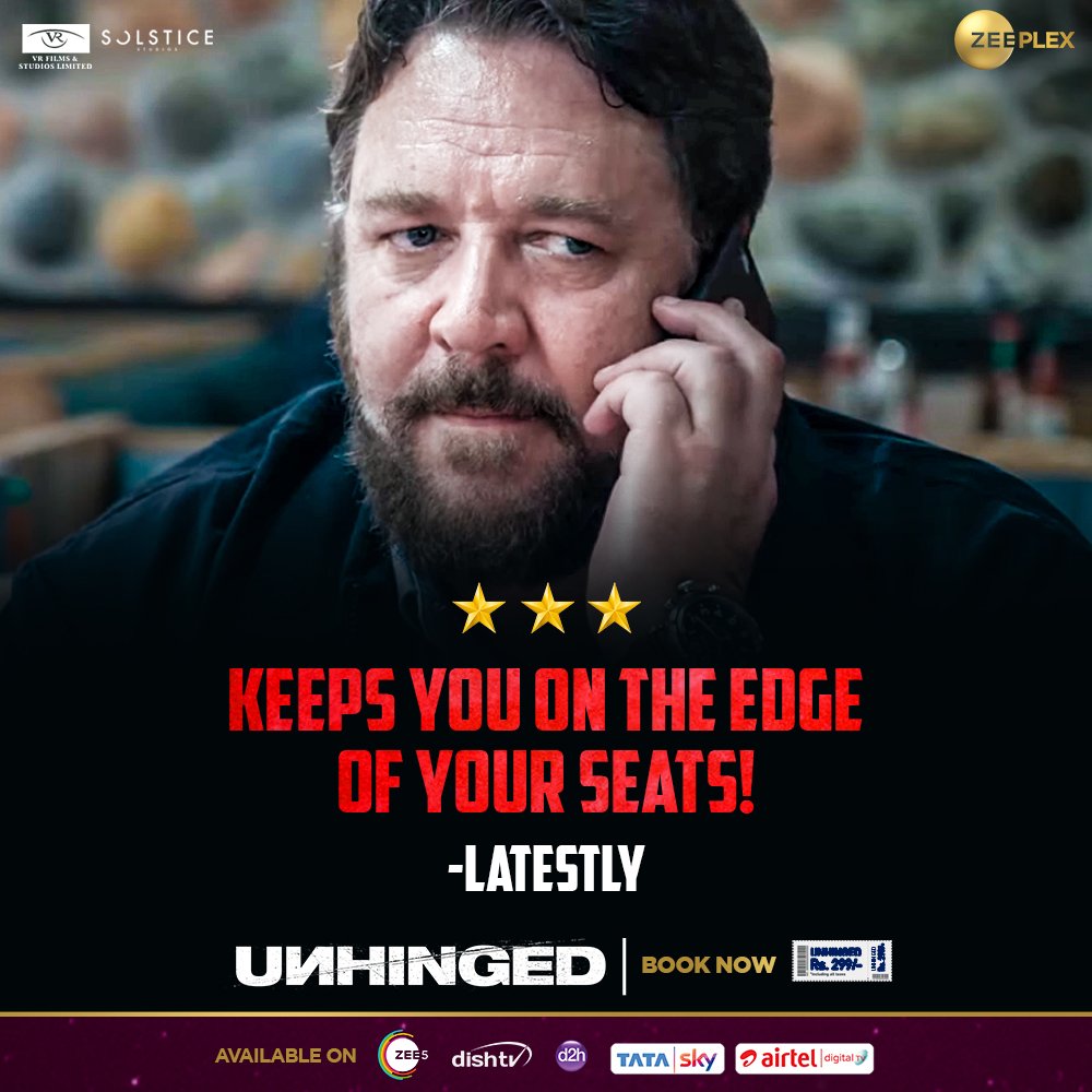ZeeplexOfficial's tweet photo. Are you hinged to your seats too?
Watch the brilliant @russellcrowe in the gripping action-thriller #Unhinged - streaming now, exclusively on @ZeePlexOfficial.
Book now: https://t.co/XJKE1xTiM0
@derrickborte #LisaEllzey #AndrewGunn #MarkGill #IngeniousMedia #BurekFilms https://t.co/6G0HWpBDL7