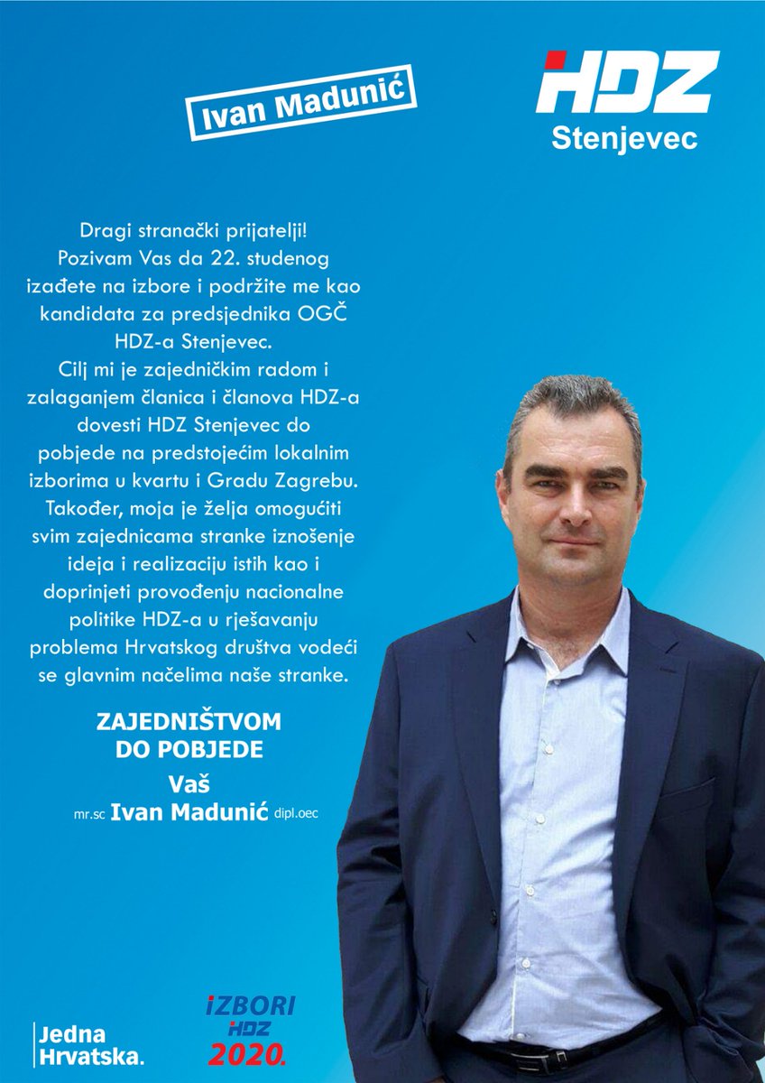 Unutarstranački izbori <a href="/HDZ_HR/">HDZ</a> 2020 , kandidat za predsjednika #HDZStenjevec , #ZajedništvomDoPobjede