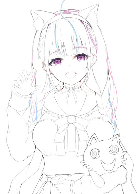 #皆さん線画と塗った後を見せてください
線画を修正しながら色を塗るので、線画が線画の役割を果たしていないです 