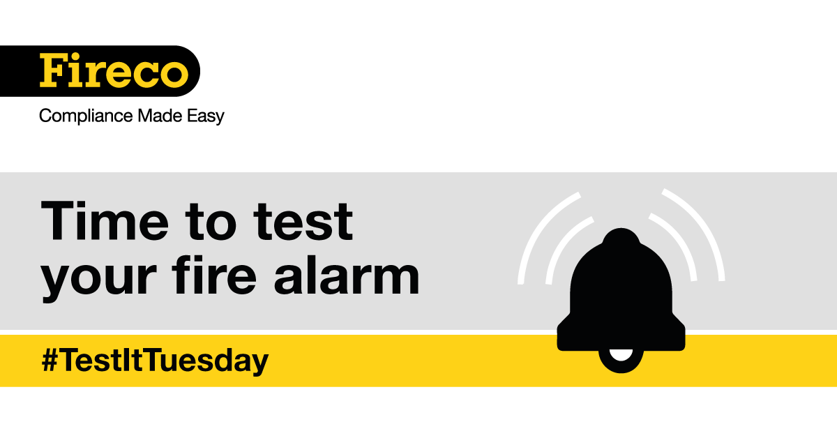 Fireco's tweet photo. Even if your workplace is closed, it is still important to test the fire alarm on a regular basis to ensure that someone will be alerted if a fire were to break out! #TestItTuesday https://t.co/YJuPyMRFW5
