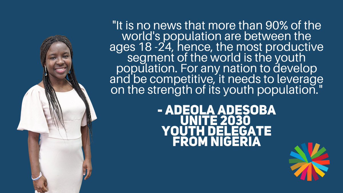 UNITE2030_'s tweet photo. "For any nation to develop and be competitive, it needs to leverage the strength of its youth population." - @UNITE2030_ Youth Delegate Adeola Adesoba

#TakeAction #ChangeTheWorld https://t.co/WITPpYbYG7