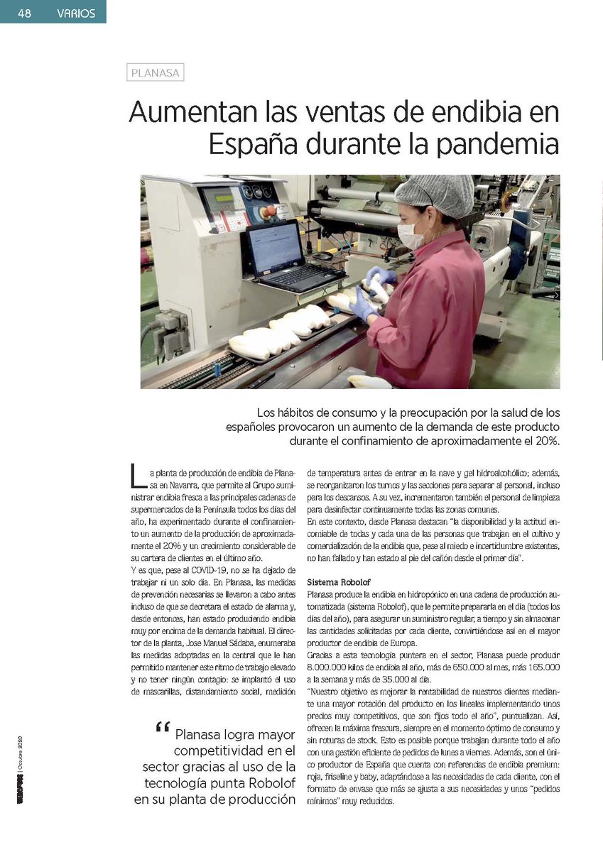 RevistaMercados's tweet photo. ⬆ El consumo de #endibia aumentó un 20% durante el #confinamiento
@planasa_group #Ed151 #Covid19 https://t.co/YED9YyCgDH https://t.co/ZktFCopHd9
