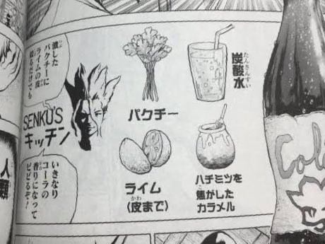 漫画 Dr Stone に出てくるパクチーとライムを使った手作りコーラに挑戦した人たち カメムシの匂いして泣きそう Togetter