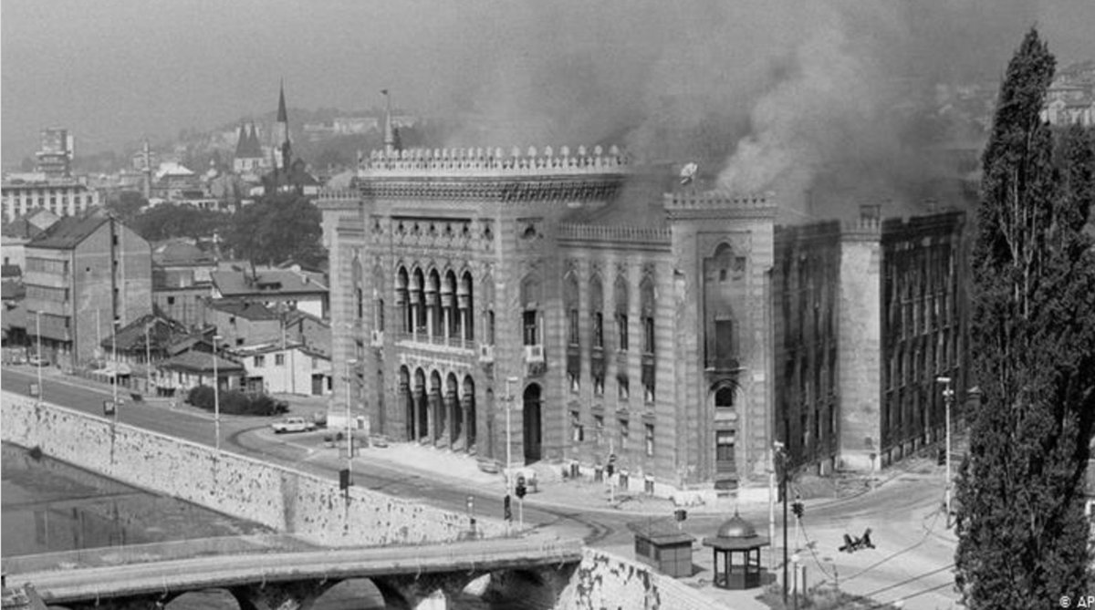 It is vital that we remember that the destruction of libraries and archives has profound consequences for society. We saw this as recently as the 1990s in Bosnia and Herzegovina as the Serb Militia, besieging Sarajevo, targeted the National Library with incendiary shells 2/7