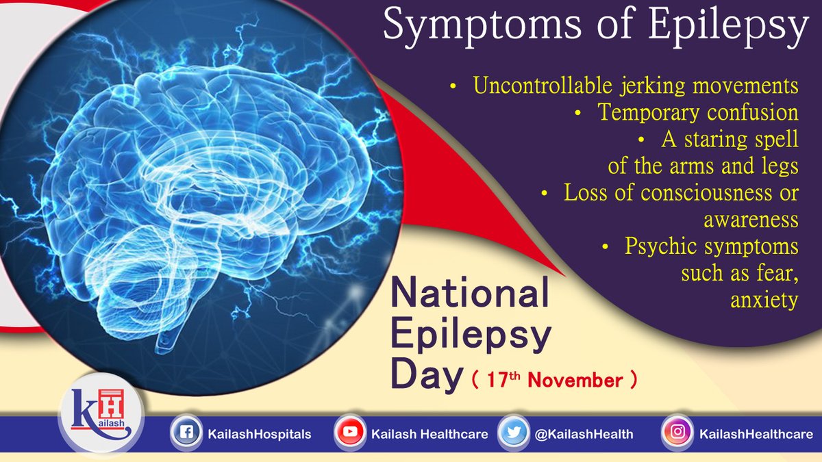 KailashHealth's tweet image. Early diagnosis of Epilepsy warning signs can help in managing the condition well. Learn the symptoms.

Consult our Neurologists. 
Book an Appointment: kailashhealthcare.com

#Epilepsyawareness #epilepsy #neuroproblem #seizures #emergency #healthawareness