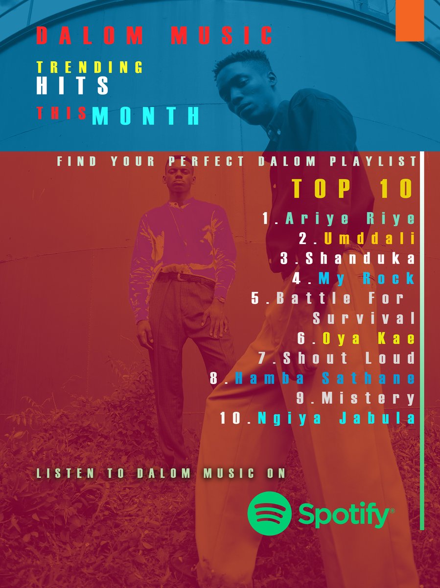DalomLegacy's tweet photo. Click the link to check out our top 10 best hits this month on Spotify.

https://t.co/9UYg8ai8O7

#Spotify #shanduka #battleforsurvival #tuesdayvibe https://t.co/fff849Vv63