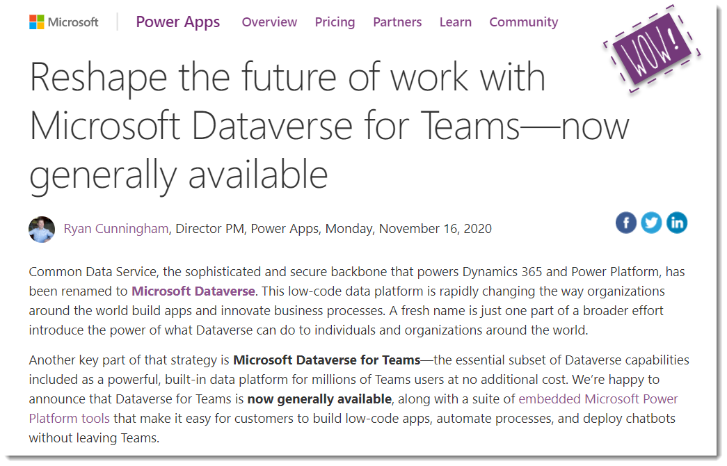 ramontebar's tweet photo. 🆕Welcome to Microsoft Dataverse, the new name for the Common Data Service. How long will it last for?🤔
https://t.co/5o3NXJ15ZP

#PowerPlatform #CommonDataService #CDS #MicrosoftDataverse https://t.co/0QyxVlhhQ3
