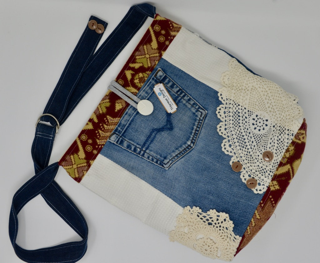 Excited to share the latest addition to my #etsy shop: Upcycled Crossbody denim and lace tote bag- Doily etsy.me/3nvy1r5 #crossbody #bohohippie #patchworkpurse #upcycletote #recycleshoppingbag #1970sinspired #hippieupcycletote #denimandpatches #trendybookbag