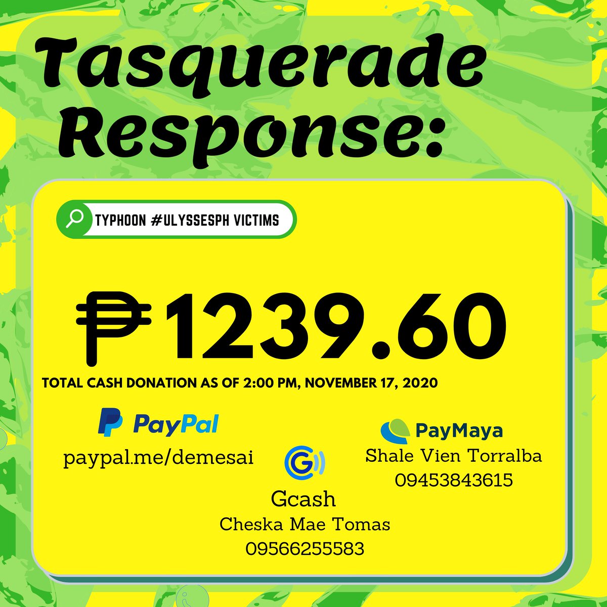 tqresponse's tweet photo. #TRUpdate
We, the Tasquerade Response team are able to collect 1239.60 php from our commissioned school works and donations. https://t.co/q6M67yZinG