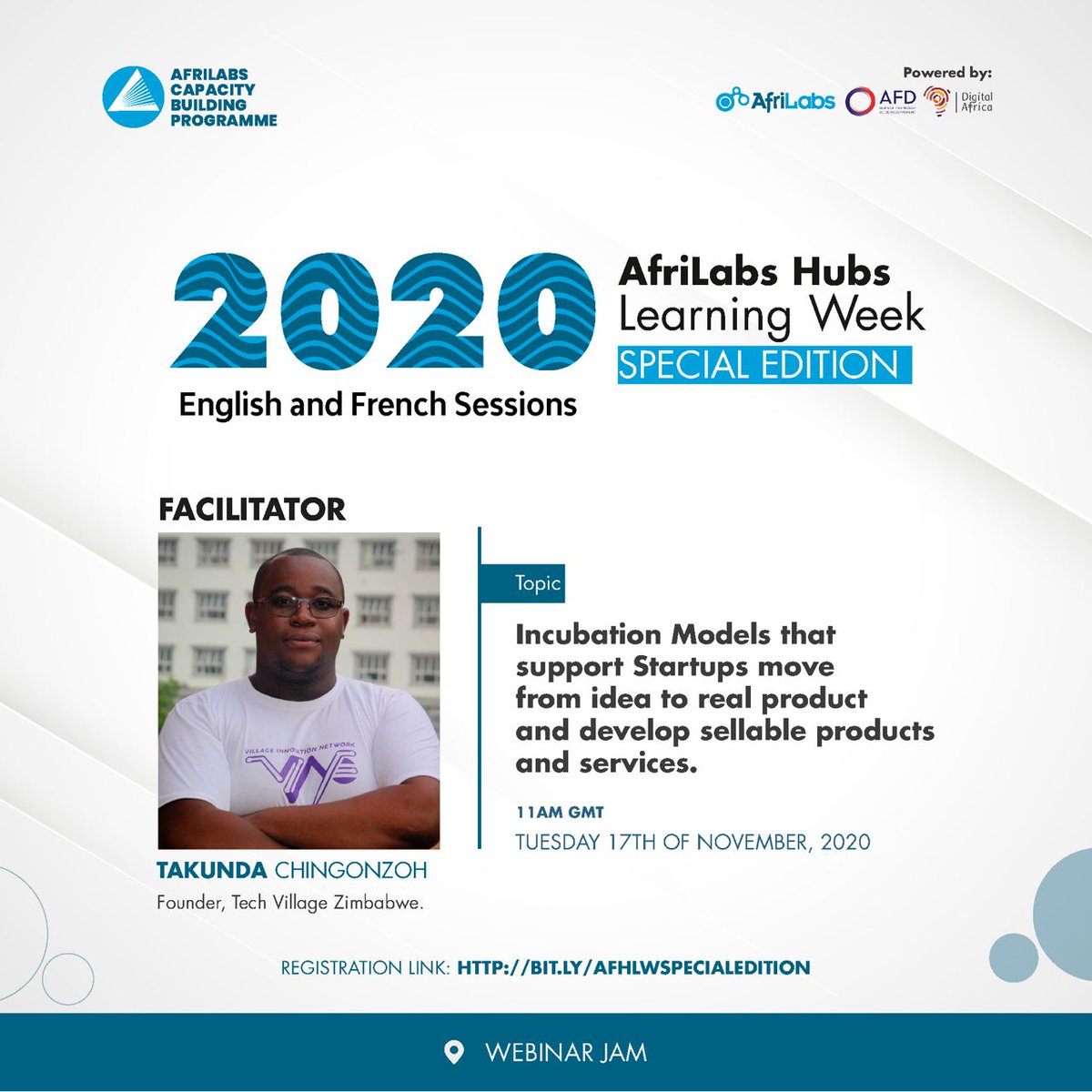 I can't wait for today's <a href="/AfriLabs/">AfriLabs</a> Learning Week (Special Edition) Session. I am presenting on "Incubation Models that Support Startups Move from Idea to Real Product and Develop Sellable Products and Services." Register here ->  afrilabs-capacity.com/2020-afrilabs-… 

 #AfHLW #Afrilabs