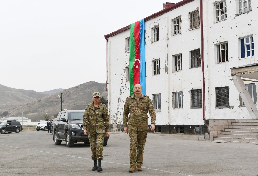KarabakhDailyN's tweet photo. President the Republic of #Azerbaijan @presidentaz and first lady  @1VicePresident have visited the liberated from occupation #Fuzuli and #Jabrayil districts,as well as Fuzuli and Jabrayil cities 🙏🏻 We  will further solidify our Victory in legal and political domains! 🇦🇿✊🏻 https://t.co/bKSHRKh3t1