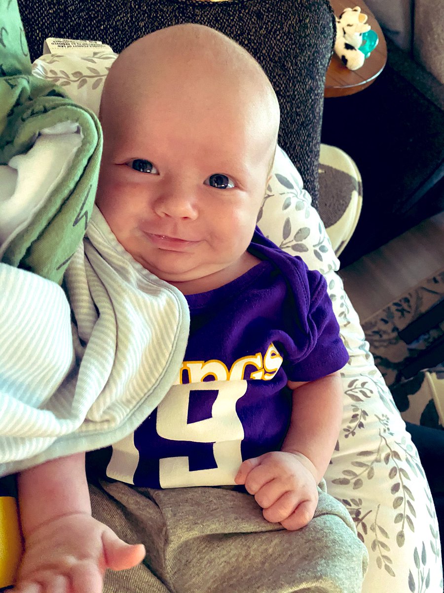 Morgan_Temple5's tweet photo. The newest, cutest and chubbiest  @Vikings and @athielen19 fan! #Skol https://t.co/F9m3PVxQ9k