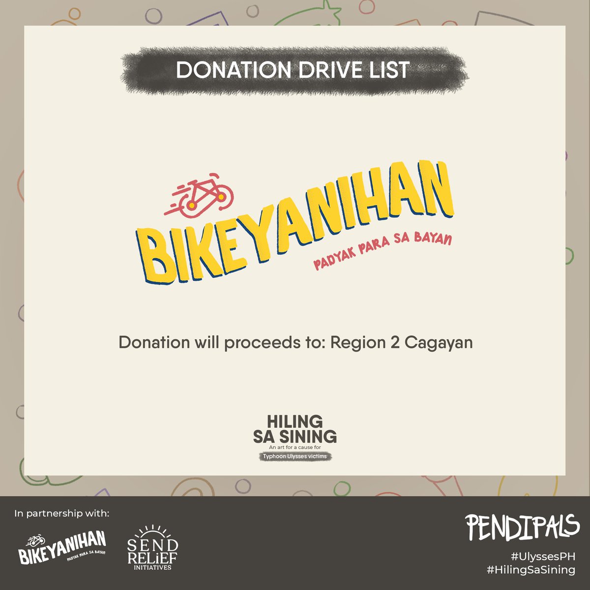 kapoykid's tweet photo. Thank you to our partners, Bikeyanihan and Send Relief Initiatives
#UlyssesPH
#HilingSaSining
#SaveCagayan
#RescuePH
#DonationPH
#ArtForACause
#ArtPH https://t.co/OL3pJKswLW