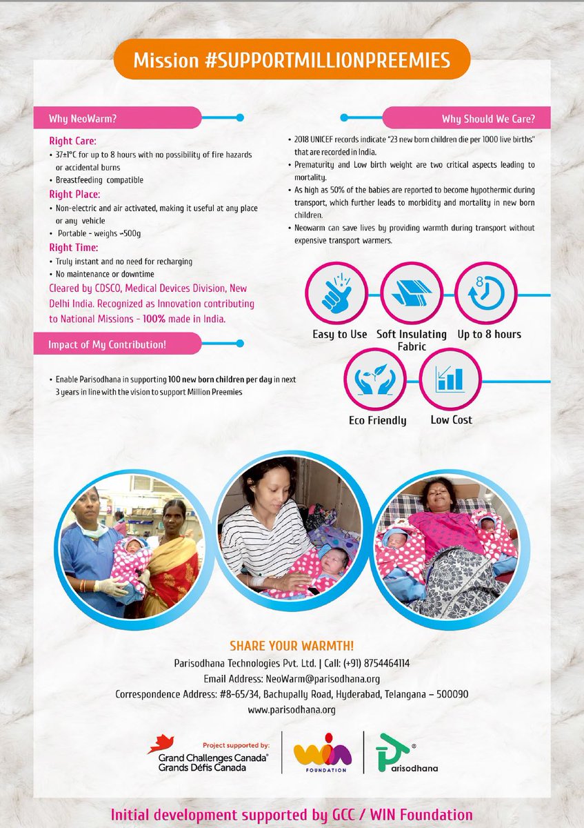 parisodhana's tweet photo. #WPDChallenge #WPD20chat #SupportMillionPreemies Thanks to @WINFoundation3 @gchallenges and others, Parisodhana was able to support 200+ neonates with #neowarm:instant, portable, non-electric warmer for preventing hypothermia during transport https://t.co/50WzqbHbiq @MoHFW_INDIA https://t.co/GmcJa0nwSU