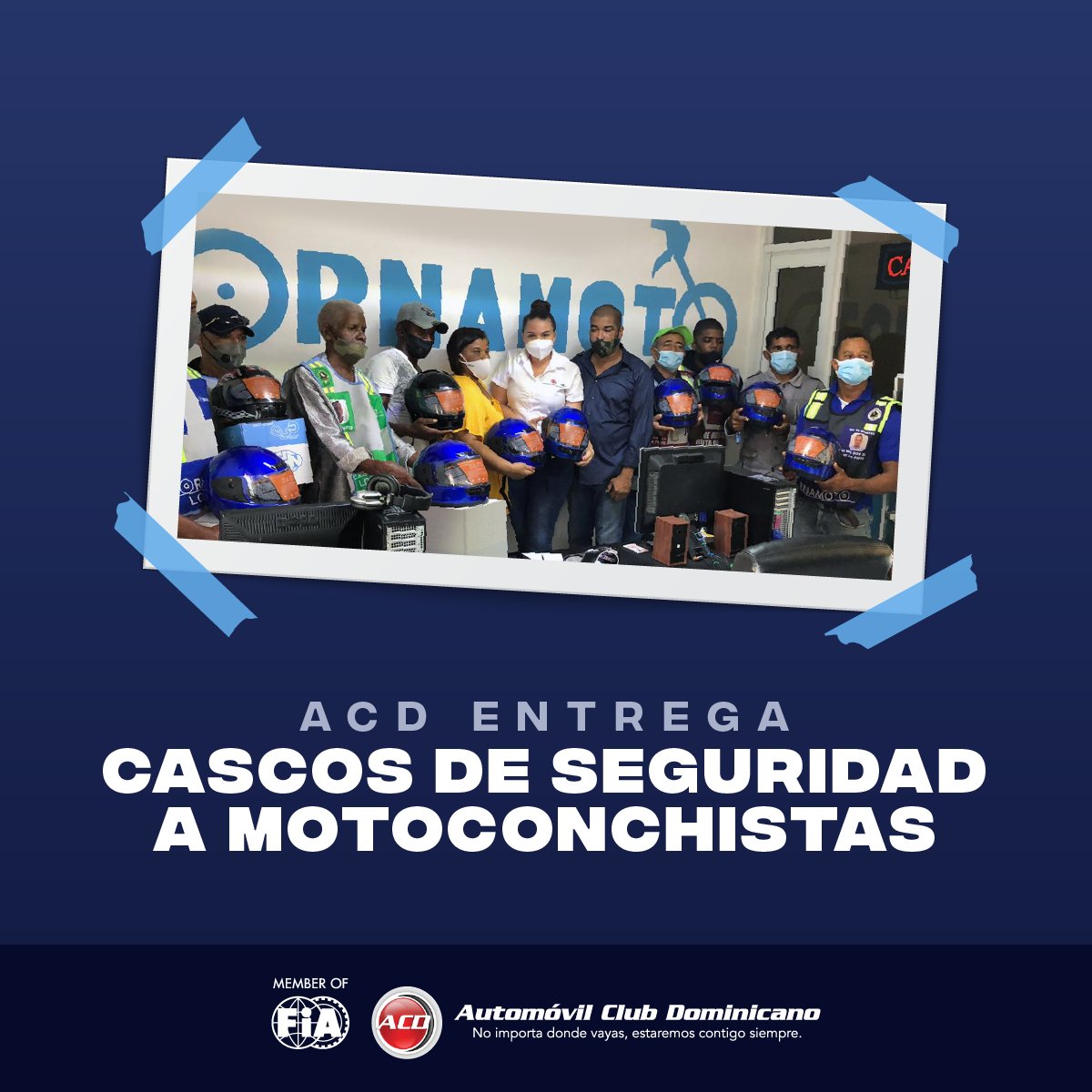 AutomovilClubDo's tweet photo. Reafirmamos nuestro compromiso con la Semana de la Seguridad Vial 2020 haciendo entrega de cascos de protección a motoconchistas de diferentes comunidades. Durante el acto de entrega, resaltamos la importancia de fomentar una cultura de seguridad vial en todos los ciudadanos. https://t.co/Kj9EmBK4OZ