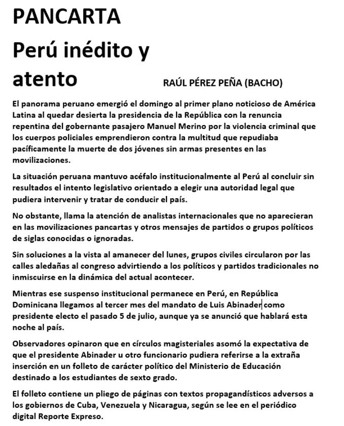 DesbachoP's tweet photo. Pancarta: Perú, Inédito y Atento https://t.co/MBfkDsBswZ