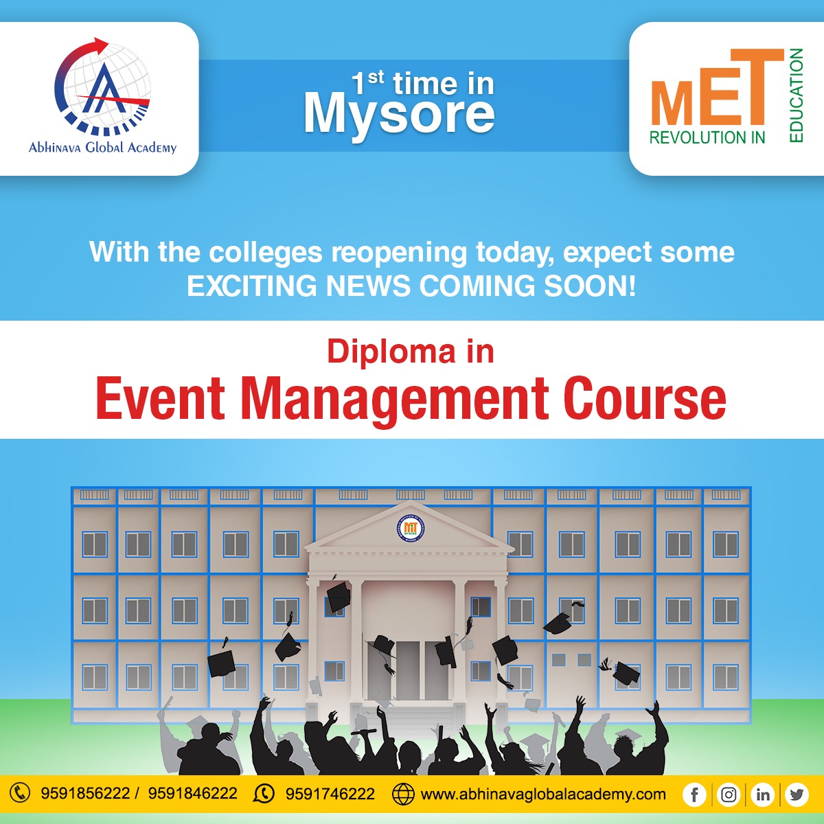 AbhinavaGlobal's tweet image. Exciting news is coming your way soon! Keep watching this space for more updates! :)

#EventManagementCourse #AdmissionsOpenSoon