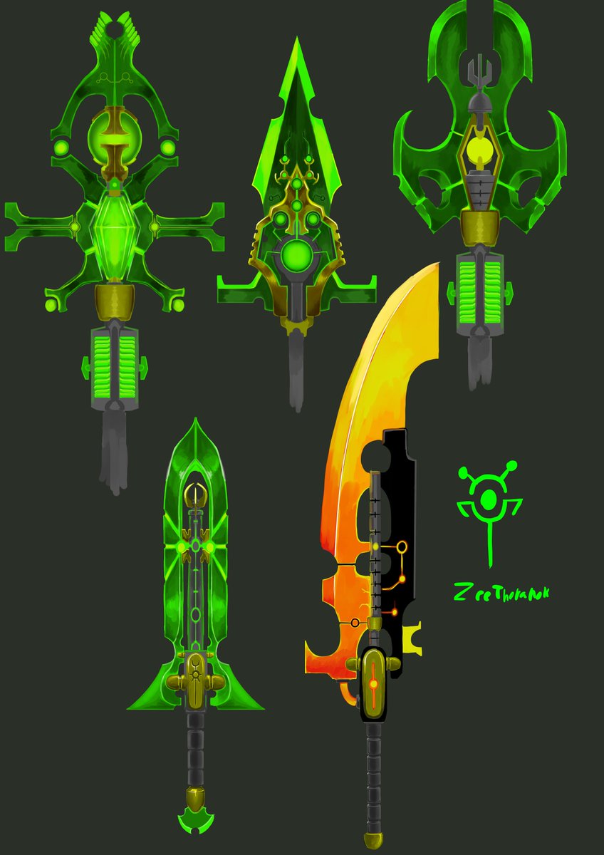 Zceenook's tweet photo. Comission for @HotBath4  Alot of Necron weapons.

I hope you like. https://t.co/qRkiqJ4M8o