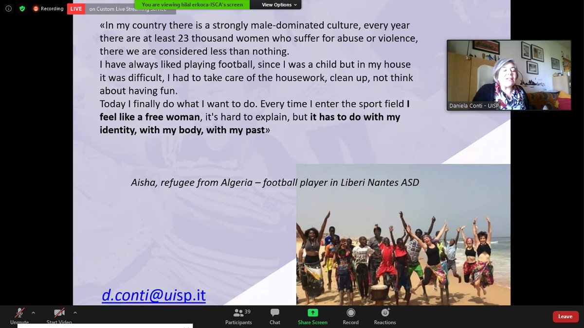 #IRTSnetwork <a href="/ISCA_tweet/">ISCA</a> conference <a href="/danielaconti71/">Daniela Conti</a> <a href="/UispNazionale/">Uisp Nazionale</a> presents the multiple barriers women refugee has to overcome to play sport and/or for becoming trainer, coach. And she show also possible strategies and proposals.