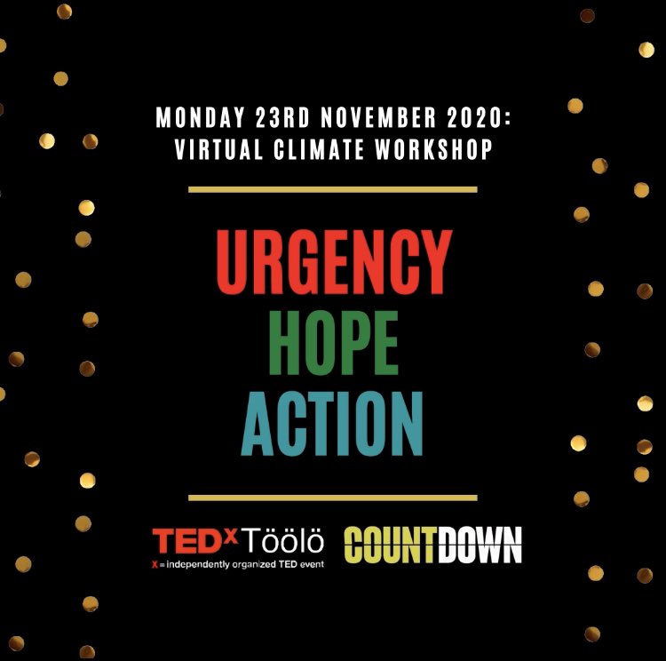 tedxtoolo's tweet photo. Here's a sneak peek of the focuses of our COUNTDOWN climate workshop on Monday. In each section we'll be showing talks from the incredible speakers that launched COUNTDOWN, digesting all they have to offer in the way of a climate education & working with others in our TEDxTöölö https://t.co/VCWBQa9o60