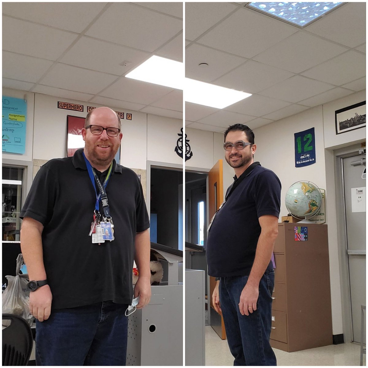 WeirdScience67's tweet photo. Twins day! @AMSRussell_Math @IrvingISD @iisdCTE @NimitzVikings My twin has hair! https://t.co/8YDw5F1wja