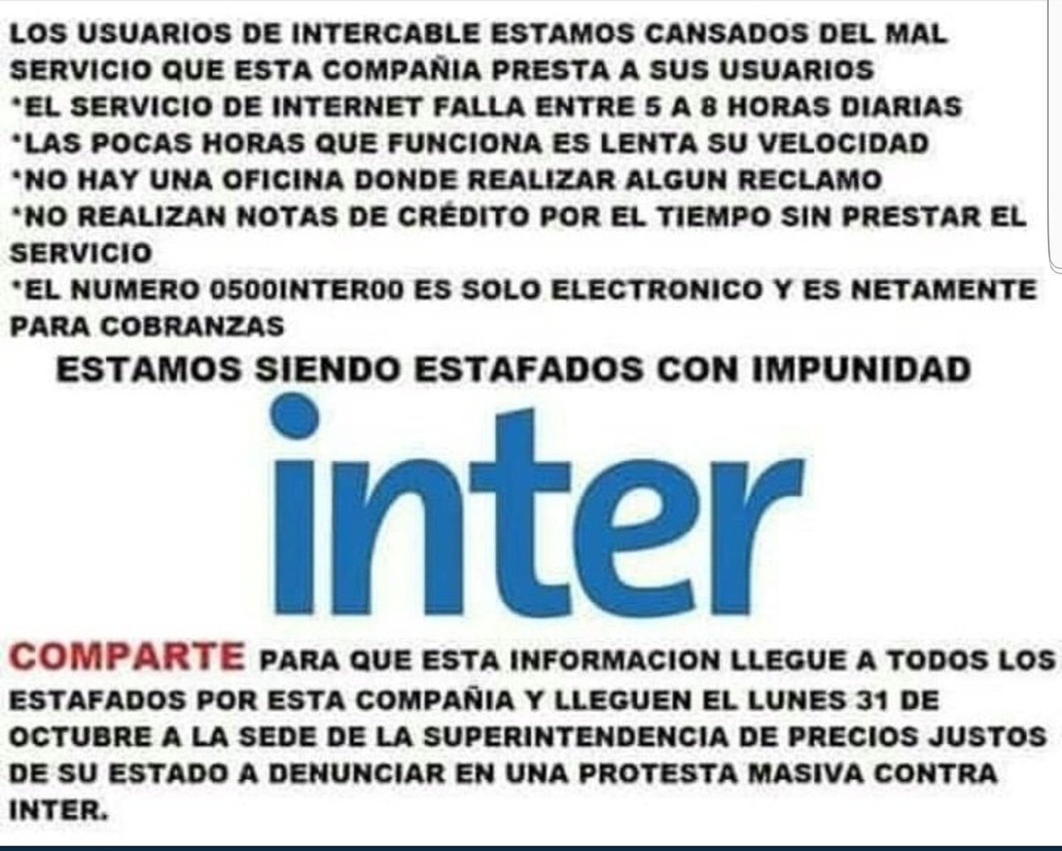 Gonzalomendez1's tweet photo. @InterCliente Pésimo servicio q presta la compañía #INTERMITENTE #INTERLACAGADA #INTERESESTAFA #INTERMALSERVICIO #INTERNOSIRVE está cada día peor por La Mendera, Urb Camino d Tarabana #Cabudare sin #Internet cada día peor, me Cambiaré a #ThumderNet @TuMundoInter https://t.co/lPLXFQcx1U
