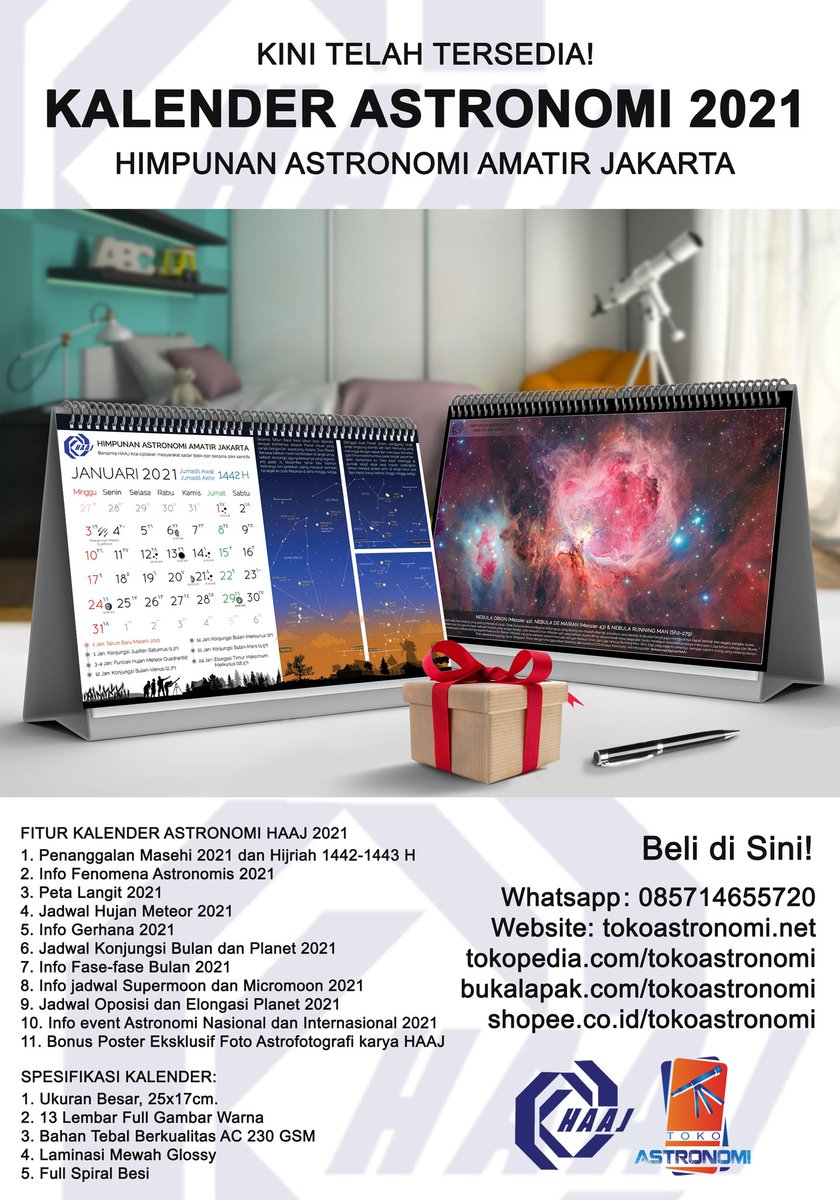 Telah dibuka Pre-Order Kalender Astronomi 2021. Yuk pesen sekarang! cc: <a href="/haaj84/">Penjelajah Angkasa</a>