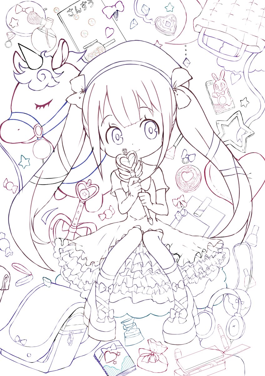#皆さん線画と塗った後を見せてください 