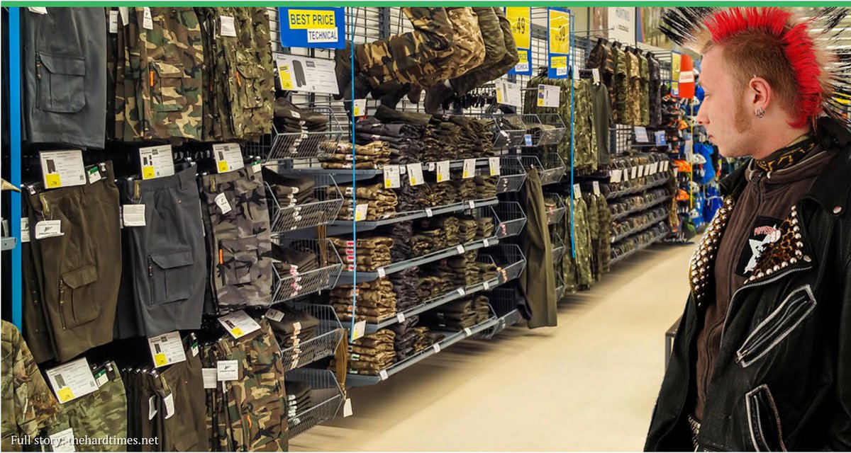 Punk Has to Set Politics Aside While Shopping at Army Surplus Store l8r.it/bzGd