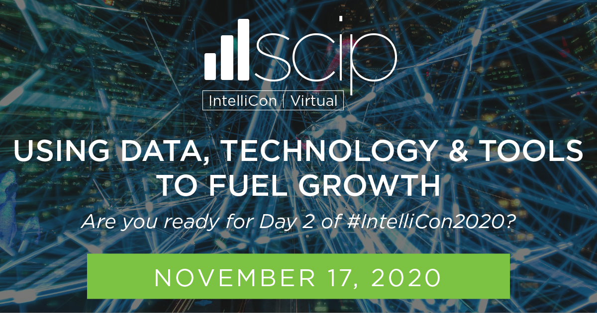 SCIP's tweet image. Are you ready for Day 2 of #IntelliCon2020? Join us today for #strategicintelligence sessions all about "Using Data, Technology &amp;amp; Tools to Fuel Growth"!

Don't miss out on your chance to connect with leading #CI vendors in our virtual exhibit hall! scip.org/page/intellico…