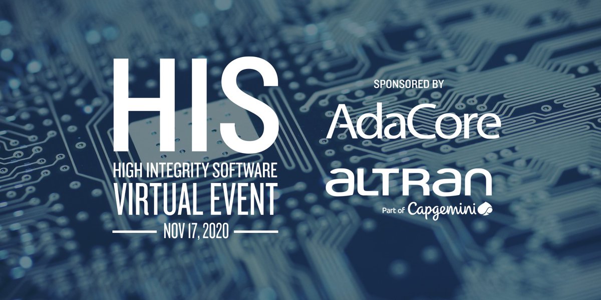 HISC_conf's tweet image. This year&apos;s virtual #HISConf20 is starting now. 

We hope you are able to join us and hear from our expert speakers on how to continue #innovation in the face of global challenge. 

#HighIntegritySoftware @Altran_UK @AdaCoreCompany @EandTmagazine @TheIET