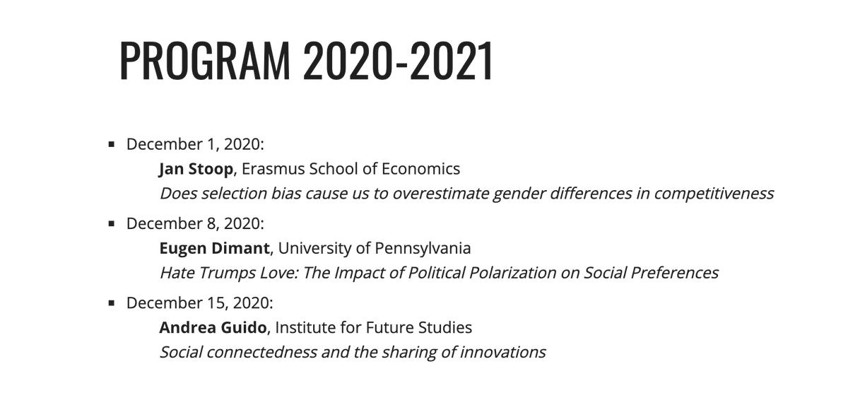 EspinosaRomain's tweet image. With @rustamromaniuc, @PaoloCrosetto and Dimitri, we launch a new series of seminars: the French Experimental TalkS (FETS). We will meet online every Tuesday to discuss the latest works in experimental economics. #EconTwitter 

All the information here:
sites.google.com/view/fets/accu…