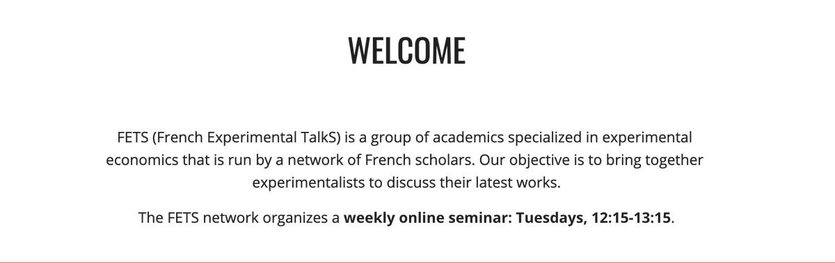 EspinosaRomain's tweet image. With @rustamromaniuc, @PaoloCrosetto and Dimitri, we launch a new series of seminars: the French Experimental TalkS (FETS). We will meet online every Tuesday to discuss the latest works in experimental economics. #EconTwitter 

All the information here:
sites.google.com/view/fets/accu…