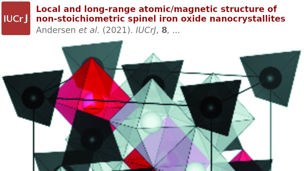 IUCrJ's tweet photo. Non-stoichiometric spinel iron oxide nanocrystallites @IUCrJ https://t.co/678qAyWxzV @spring8pr @esrfsynchrotron @ORNL #iMAT @GrundforskFond @InnoTalk @Innofond @billingegroup @ENERGY @Carlsbergfondet #magnetite #maghemite #synchrotron #powder #neutron #openaccess https://t.co/MZQbA8NNL2