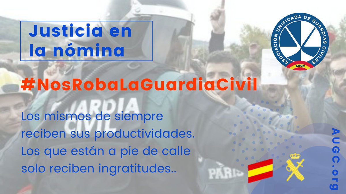 AUGC_Pontevedra's tweet photo. Los guardias civiles, siempre a la cola de los trabajadores de la seguridad pública, estamos harto de ver cómo los de siempre se llevan la productividad #NosRobaLaGuardiaCivil https://t.co/je1VNDOMMf