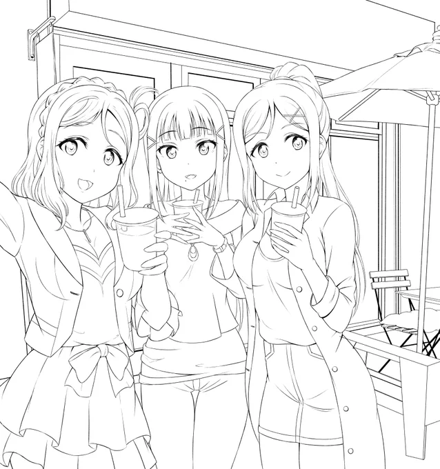 #皆さん線画と塗った後を見せてください
去年の冬コミの表紙絵で。自分は線は必ず閉じているので、バケツ塗りがしやすいタイプです 