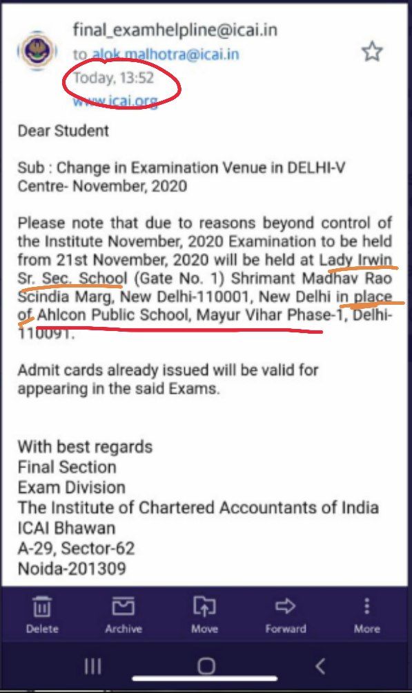doing_da_vinci's tweet image. Height of Mismanagement.

17th Morning:

Isssuing Centre change notification.

Centre B in place of Centre A

17th Afternoon:

Sending mail to candidates.

Centre C in place of Centre B

WellDone #ICAI👏👏👏

 #ICAI_DENIES_EQUALITY #ICAI_DENIES_SAFETY
