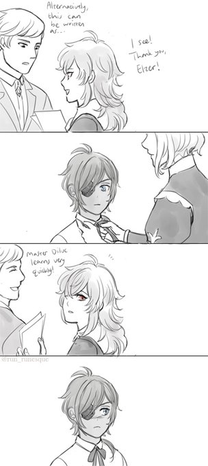 I read a fic and thought "Oh no that's cute I gotta draw this scene" (KaeLuc) 