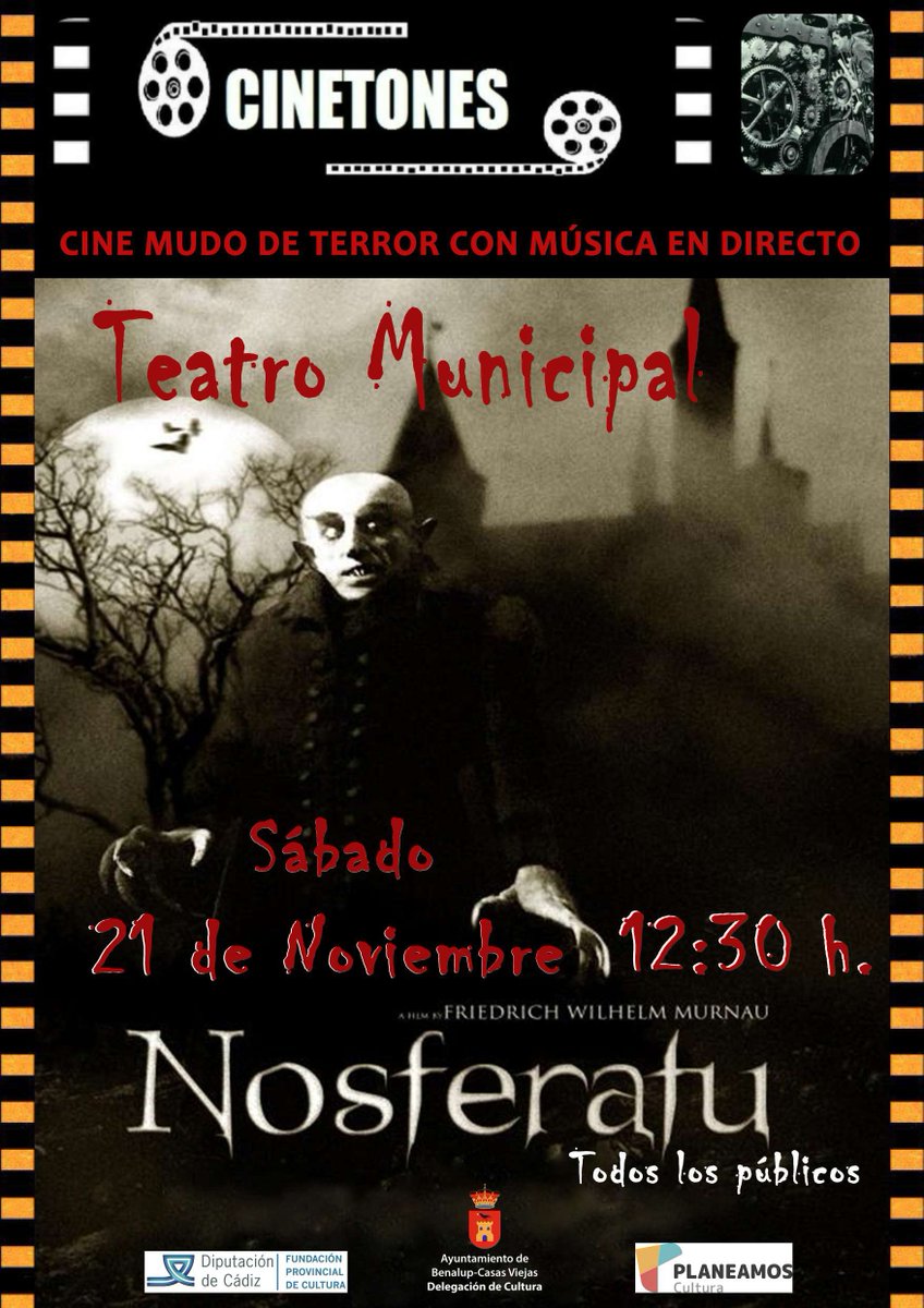 AytoBenalupCV's tweet image. A escena este sábado en el Teatro Municipal la obra de cine mudo ‘Nosferatu’ #Benalup #Cultura #Planeamos @diputacioncadiz   benalupcasasviejas.es/es/2661-a-esce…
