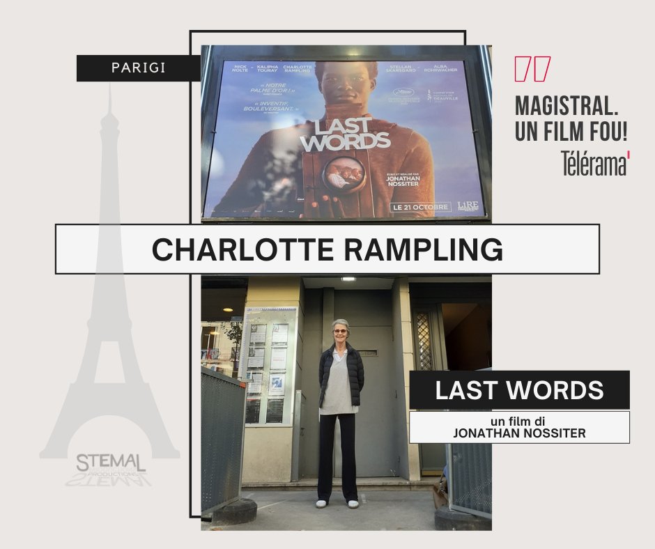 Stemal_Product's tweet image. #𝐂𝐡𝐚𝐫𝐥𝐨𝐭𝐭𝐞𝐑𝐚𝐦𝐩𝐥𝐢𝐧𝐠 immortalata al #cinema Odéon di #𝐏𝐚𝐫𝐢𝐠𝐢, dove #𝐋𝐀𝐒𝐓𝐖𝐎𝐑𝐃𝐒, la favola apocalittica di #𝐉𝐨𝐧𝐚𝐭𝐡𝐚𝐧𝐍𝐨𝐬𝐬𝐢𝐭𝐞𝐫, è stato accolto calorosamente dal pubblico.