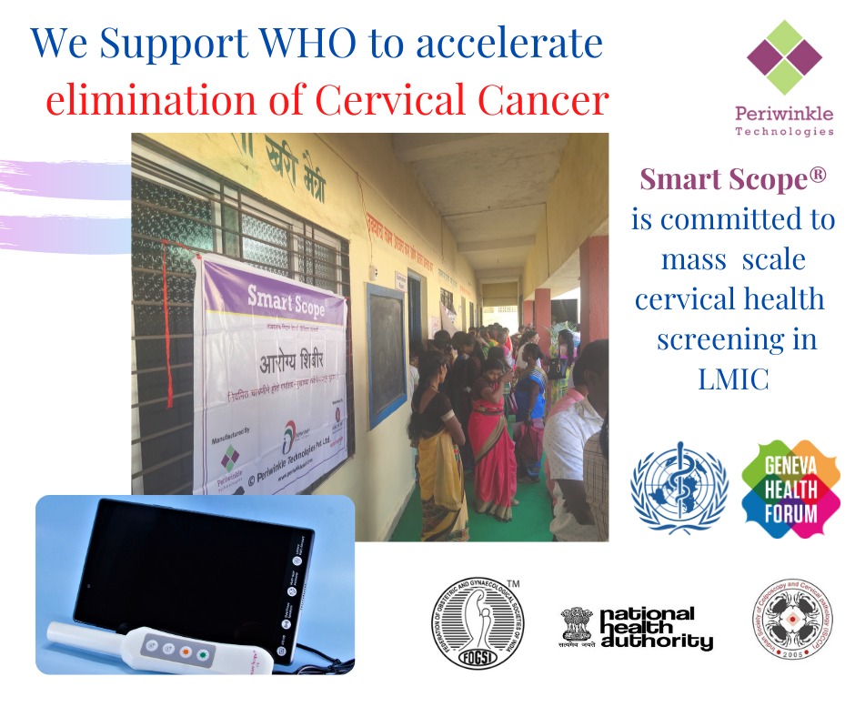 We support @WHO to accelerate elimination of cervical cancer.
Smart scope® is a health worker friendly hand held device that offers a 7 minute cervical screening test.
@VeenaMoktali @AyushmanNHA
@PATHtweets
@satyadash
@AnantBhan
#ghf2020 #cervicalcancer #AyushmanBharat