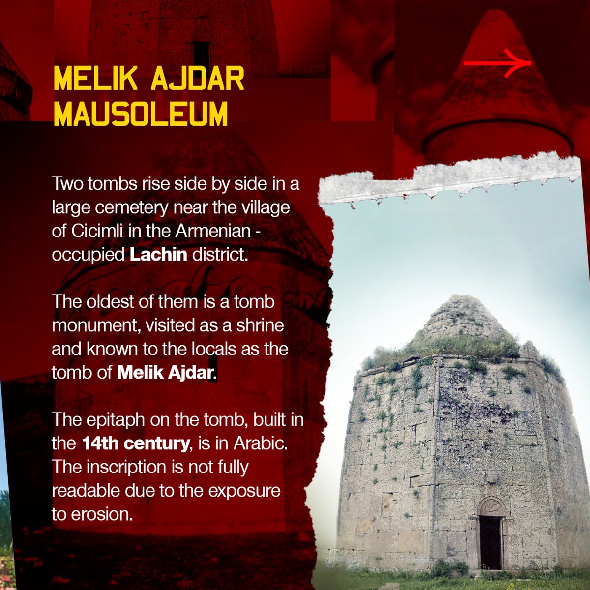 AZMissionEU's tweet photo. Mausoleums destroyed by #Armenia in #Karabakh https://t.co/d33nMxTE0A
